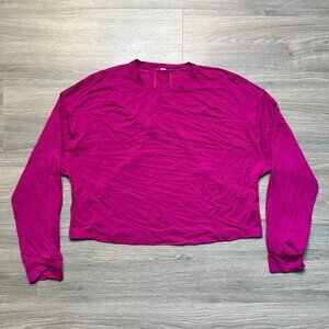 Lululemon Women's Cropped Activewear Long Sleeve Shirt - Pink